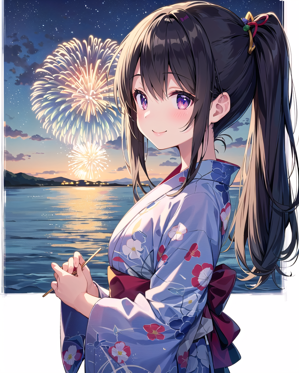 1986438286-883775179-(masterpiece) (best quality)  (illustration) ultra-detailed, 1girl,  loli_1.25, Fireworks at the shore of a lake, Morning glory.png